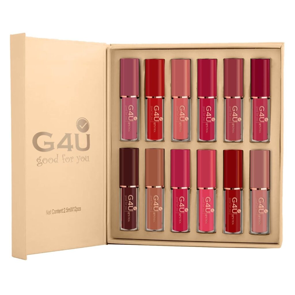 G4U Matte Long Lasting Waterproof Lipstick Set of 12 | Smudge Proof | Non Transfer Lip Makeup for Women
