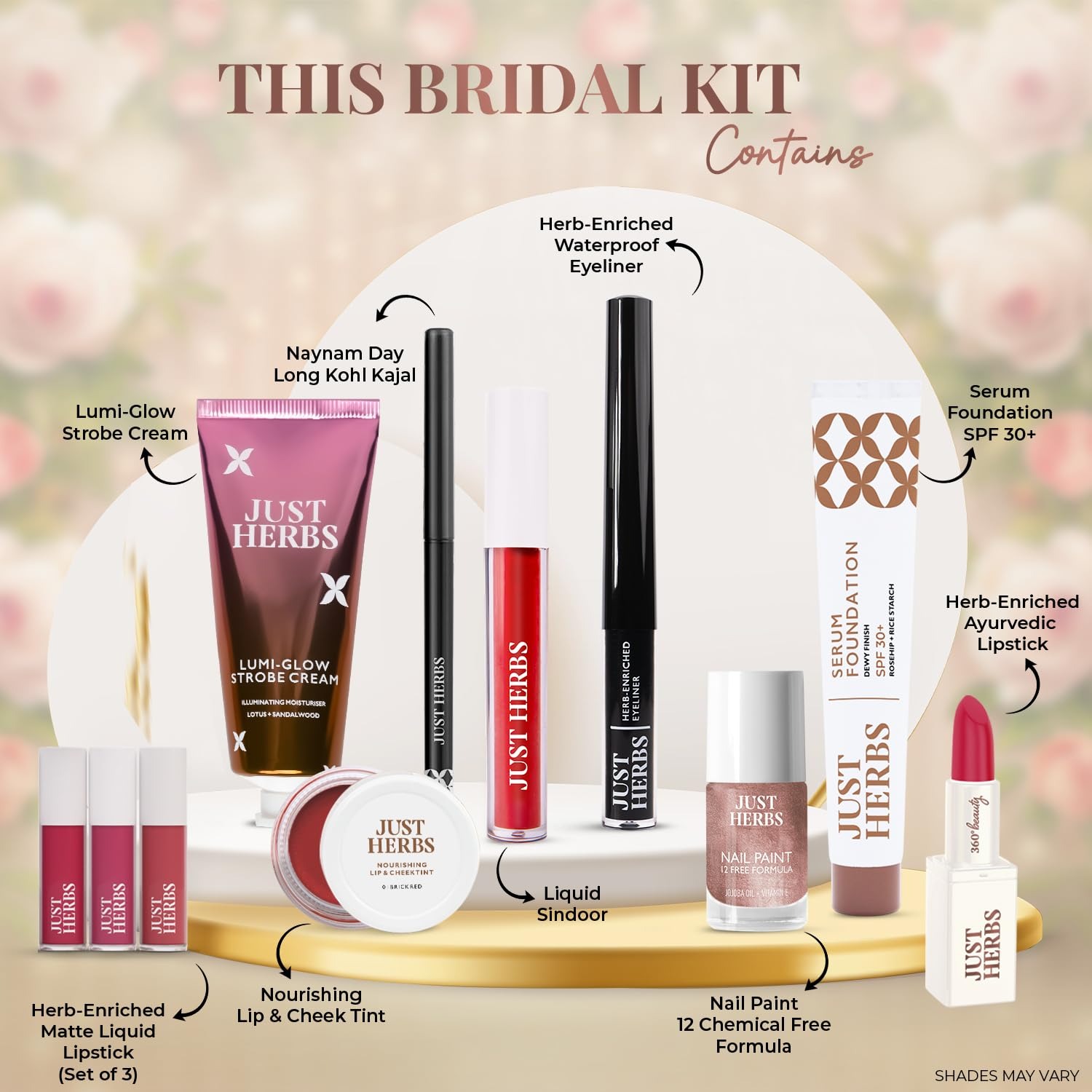 Just Herbs Beauty Essentials Makeup Kit – All-in-One Herbal Makeup Combo