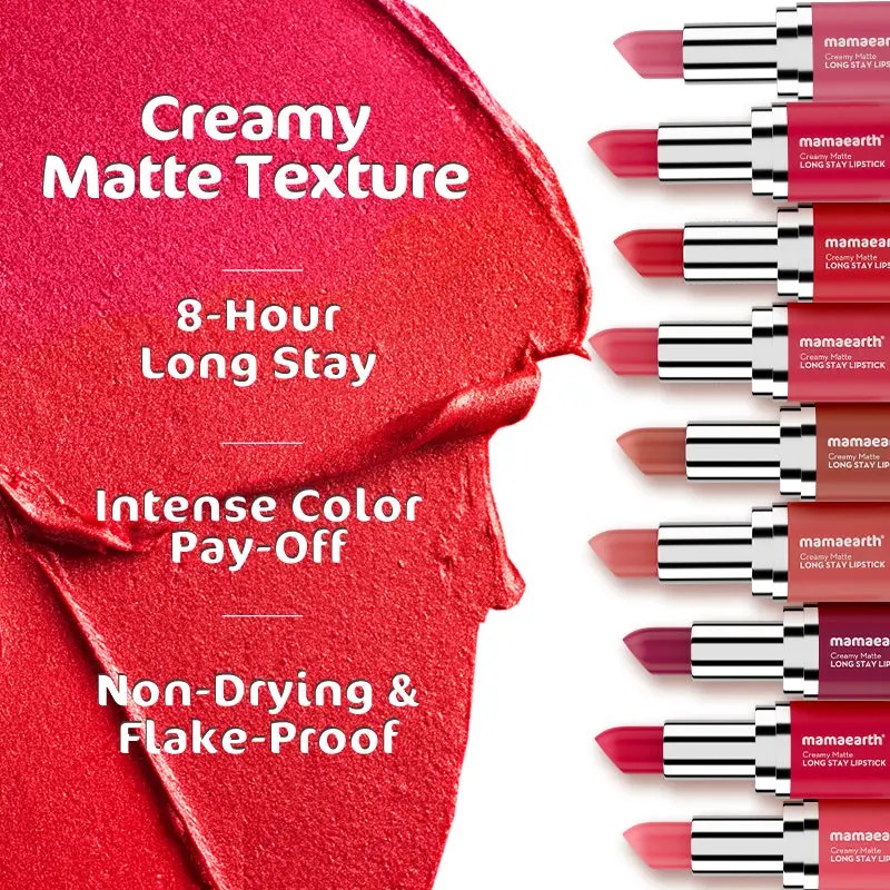 Mamaearth Creamy Matte Long Stay Lipstick Shade - Ruby Crush And Rose Nude - Image 4