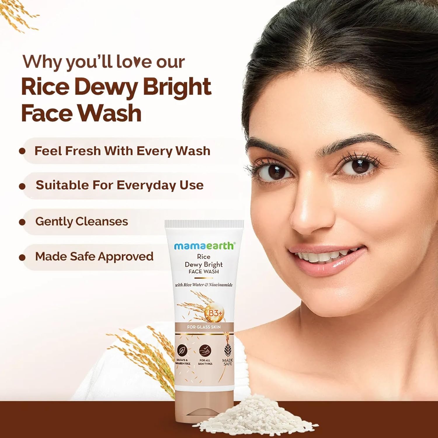 Mamaearth Rice Face Wash with Niacinamide & Rice Water - Image 3