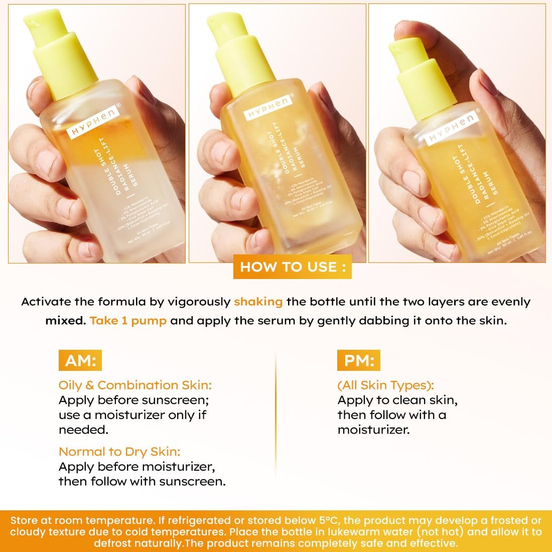 Hyphen Double Shot Serum with 11% Mandarin 5% Niacinamide 2% PGA & Bakuchiol Brightening, Skin Boosting - Image 2