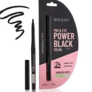 SWISS BEAUTY You & Eye Power Black Pencil Kajal ,Waterproof & Smudge-Proof ,24 Hour Stay ,Matte Finish Black Kajal . 0.30gm
