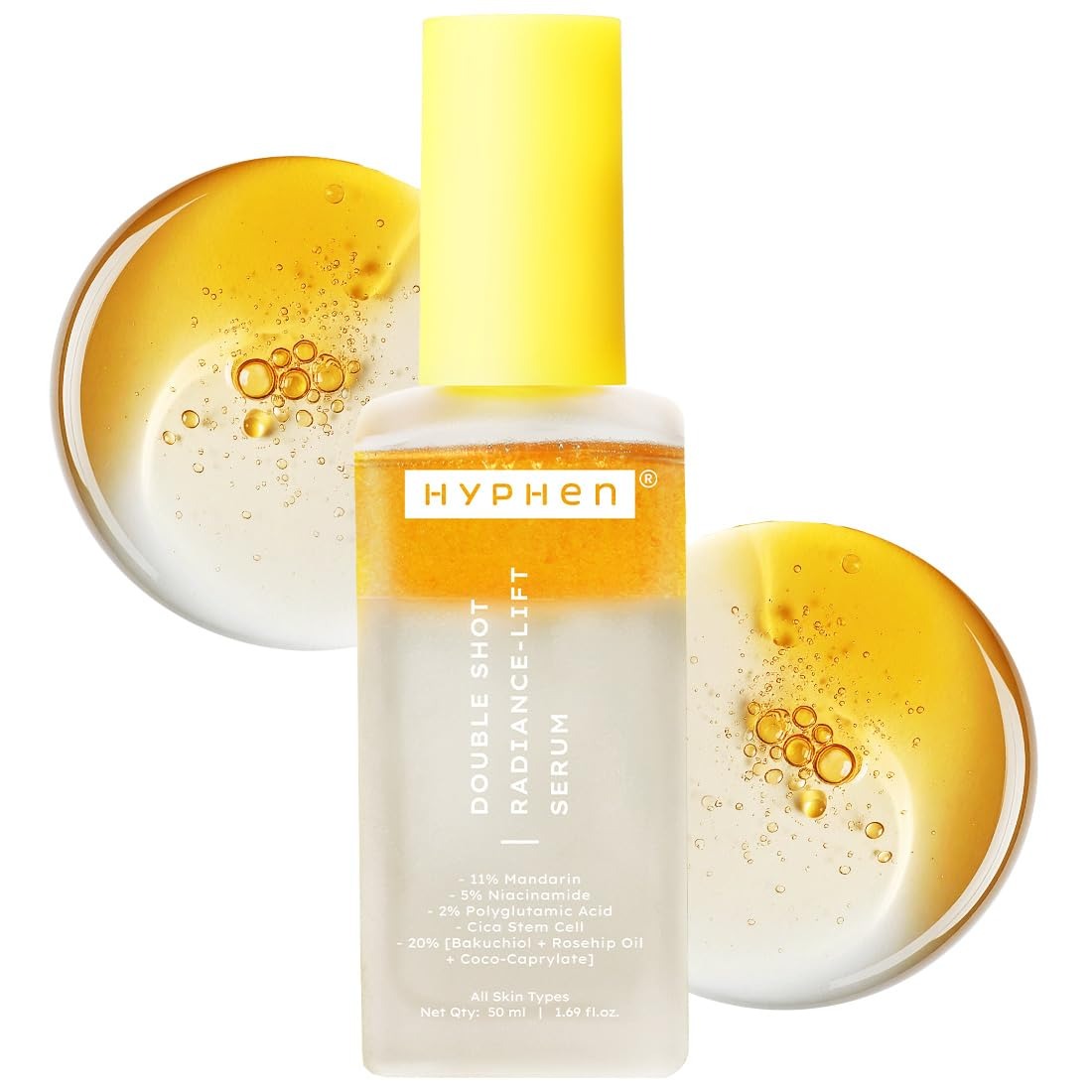 Hyphen 18% Brightening + 20% Collagen Face Serum | Double Shot Serum with 11% Mandarin 5% Niacinamide 2% PGA & Bakuchiol | Summer Skincare | Brightening...