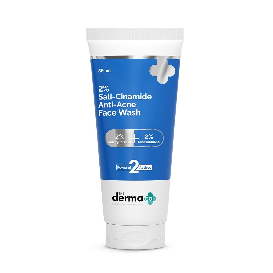 The Derma Co Sali-Cinamide, Advanced Acne & Oil Control ,Blemish Control ,Anti-Acne Face Wash with 2% Salicylic Acid & 2% Niacinamide - 80 ml | Clears Acne & Marks | Removes Excess Oil