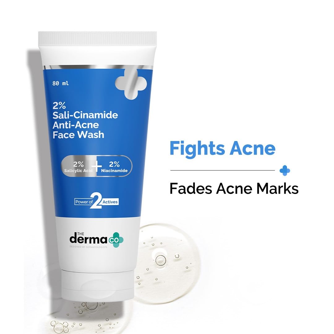 The Derma Co Sali-Cinamide, Advanced Acne & Oil Control ,Blemish Control ,Anti-Acne Face Wash with 2% Salicylic Acid & 2% Niacinamide - 80 ml | Clears Acne & Marks | Removes Excess Oil - Image 3
