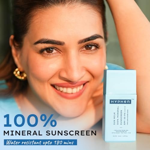 Hyphen SUN MILK 100% MINERAL SUNSCREEN SPF 50 PA++++ UV+ Bluelight Protection, Acne Prone & Oily Skin, Zinc Oxide Mineral Sun Shield , Sun Milk Sensitive Skin Protection ,Mineral Sun Defense for Oily & Acne-Prone Skin ,Water Resistant Sun Protect For women and men - 50 ml - Image 4