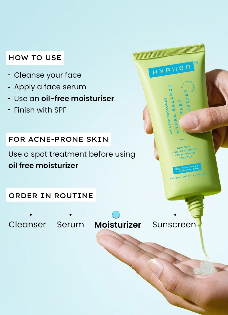 Hyphen 2% Cica Exosomes Oil Free moisturizer - 5% Niacinamide , Non-comedogenic ,For Oily & Acne-prone Skin ,10X deeper hydration - Image 4