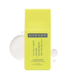 HYPHEN Ultra Light Water, Aqua Light Sun Protection, Premium Aqua Sun Protection ,Ultra Light Hydrating ,Daily Wear , Advanced UV Protection Water, Invisible Feel Ultra Light, Lightweight Daily Sun Shield ,  Lightweight Invisible Finish Sunscreen In-vivo tested - SPF 50 PA++++ (50 g)